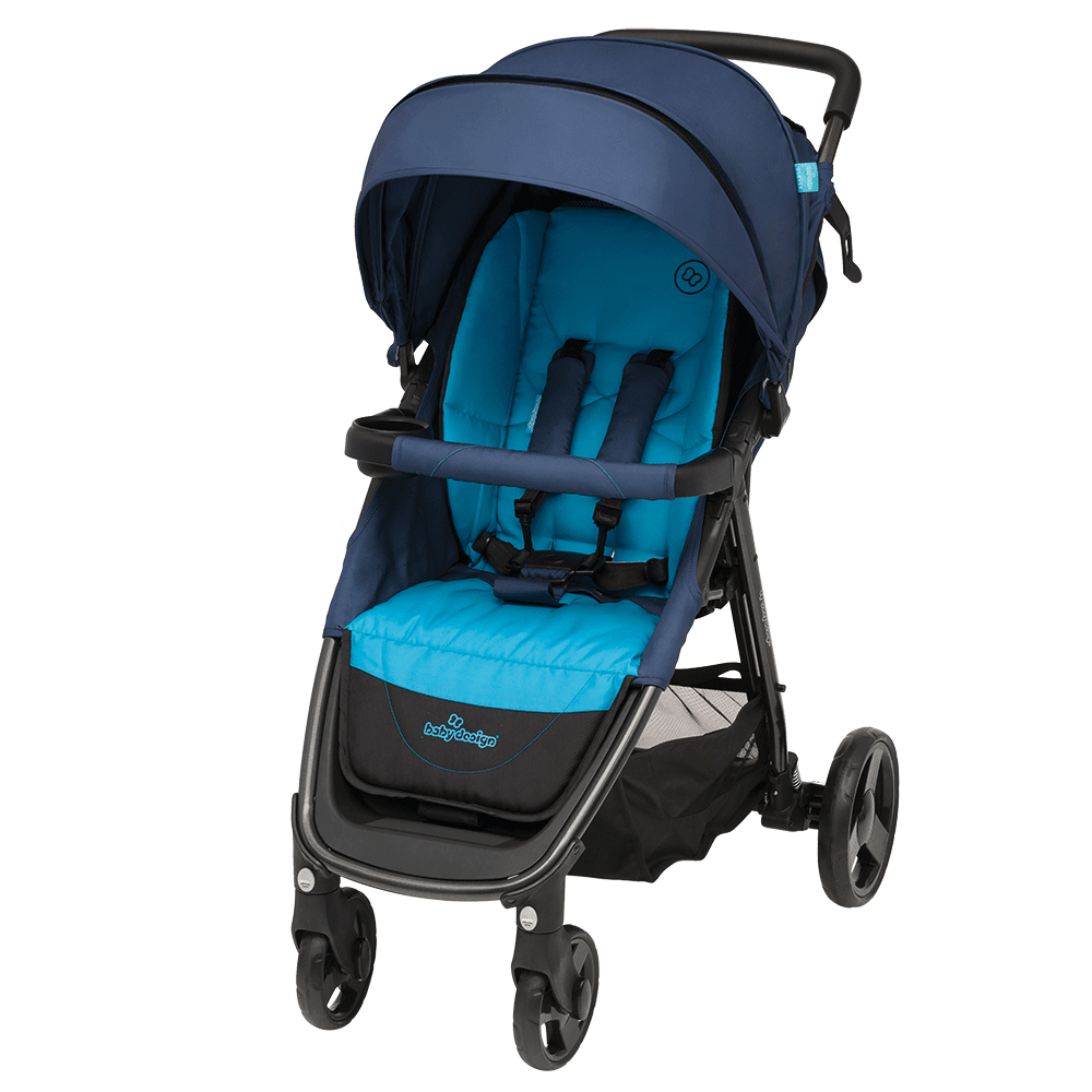 детская прогулочная коляска синяя baby design